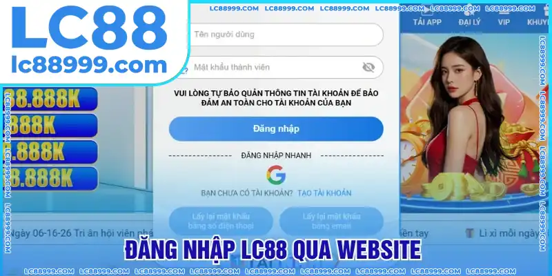 Đăng nhập LC88 chuẩn qua website cá cược